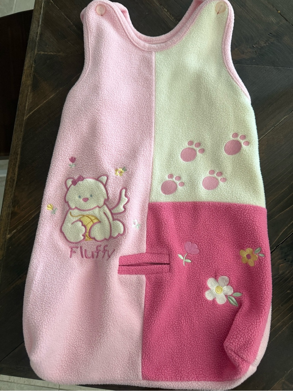Y2K Baby Okie Dokie Pink Fleece Sleep Sack 0-6 Months